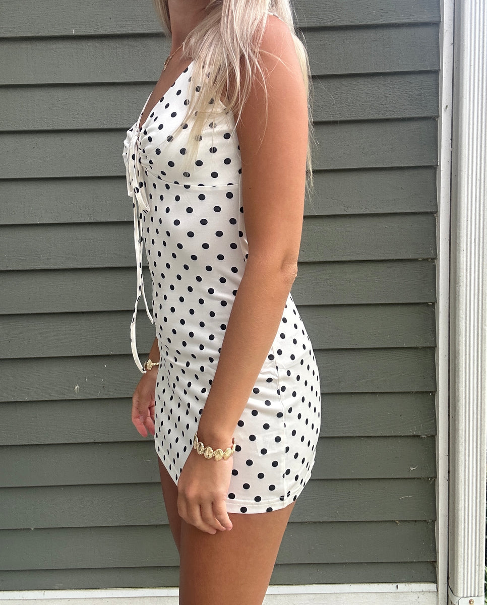 Polka Dot Tie-Front Mini Dress – Juniper