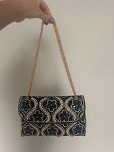 Load image into Gallery viewer, Black Crystal Embellished Chain Clutch Bag - Juniper
