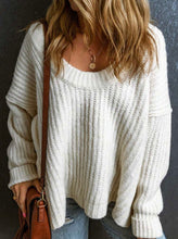 Load image into Gallery viewer, Person wearing a white chunky knit sweater with a dark background