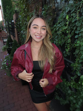 Load image into Gallery viewer, Burgundy Blaze Leather Jacket