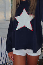 Load image into Gallery viewer, Starlit Nights Knit Sweater – Navy & White