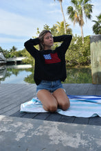 Load image into Gallery viewer, White Preppy American Flag Sweater