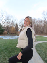 Load image into Gallery viewer, Beige Cropped Puffer Vest