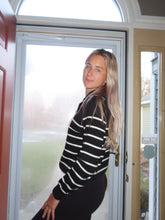 Load image into Gallery viewer, Quarter Zip Striped Sweater