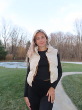 Load image into Gallery viewer, Beige Cropped Puffer Vest