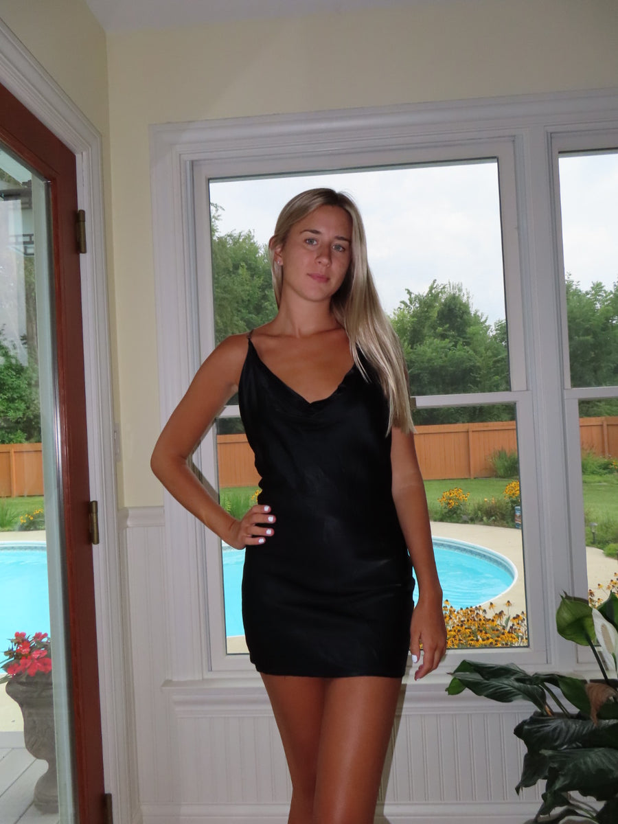 Satin Black Homecoming Dress – Juniper