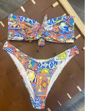 Load image into Gallery viewer, Amalfi Sun Tile Bandeau Bikini Set - Juniper