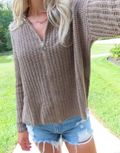 Load image into Gallery viewer, Taupe Knit Zip-Up Hoodie