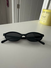 Load image into Gallery viewer, Black Retro Oval Sunglasses – Trendy Slim 90s Style Shades - Juniper