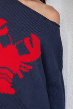 Load image into Gallery viewer, Coastal Catch Navy Lobster Oversized Sweater