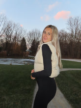 Load image into Gallery viewer, Beige Cropped Puffer Vest