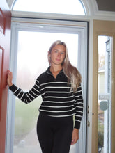 Load image into Gallery viewer, Quarter Zip Striped Sweater