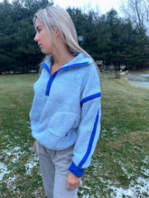 Load image into Gallery viewer, Sky Blue Half-Zip Sherpa Pullover