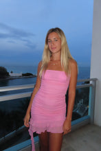 Load image into Gallery viewer, Pink Strapless Ruffle Dress