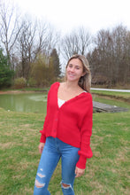 Load image into Gallery viewer, Red Button-Up Cardigan