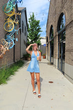 Load image into Gallery viewer, Coastal Breeze Denim Halter Mini Dress
