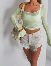 Load image into Gallery viewer, Green Mesh Coverup Top
