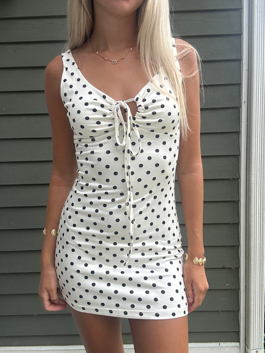 Polka Dot Tie-Front Mini Dress  Juniper