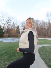 Load image into Gallery viewer, Beige Cropped Puffer Vest