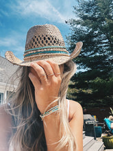 Load image into Gallery viewer, Coastal Cowgirl Straw Beaded Charm Hat