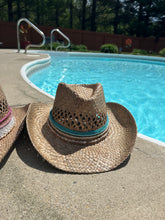 Load image into Gallery viewer, Coastal Cowgirl Straw Beaded Charm Hat