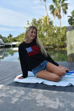 Load image into Gallery viewer, White Preppy American Flag Sweater