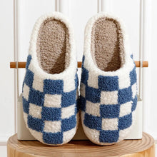 Load image into Gallery viewer, Blue Checkered Slippers