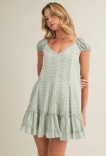 Load image into Gallery viewer, Sage Eyelet Babydoll Mini Dress - Juniper