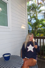 Load image into Gallery viewer, Starlit Nights Knit Sweater – Navy & White