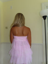 Load image into Gallery viewer, Pink Ruffle Strapless Dress