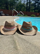Load image into Gallery viewer, Coastal Cowgirl Straw Beaded Charm Hat
