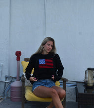 Load image into Gallery viewer, White Preppy American Flag Sweater