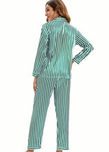 Load image into Gallery viewer, Green Striped Satin Pajamas