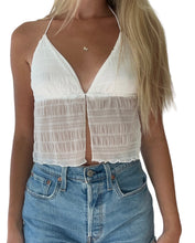 Load image into Gallery viewer, White/Blue Open Back top