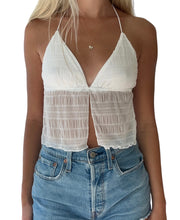 Load image into Gallery viewer, White/Blue Open Back top