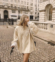 Load image into Gallery viewer, Sweater dress Oversized dress Beige dress Drop shoulder dress Long dress Cozy dress Stylish dress Versatile dress Comfortable dress Fall dress Winter dress