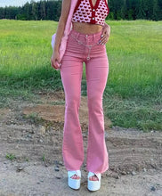Load image into Gallery viewer, Pink Flare Jeans