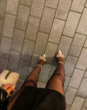 Load image into Gallery viewer, Black Fishnet Tights with Diamonds