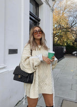 Load image into Gallery viewer, Sweater dress Oversized dress Beige dress Drop shoulder dress Long dress Cozy dress Stylish dress Versatile dress Comfortable dress Fall dress Winter dress