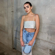 Load image into Gallery viewer, Silver Sparkle Evening Top - Juniper