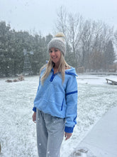 Load image into Gallery viewer, Sky Blue Half-Zip Sherpa Pullover