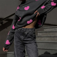 Load image into Gallery viewer, Purple Hearts Oversized Valentines day Sweater