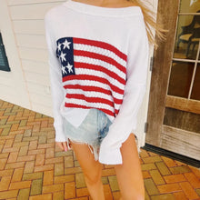 Load image into Gallery viewer, Preppy American Flag Sweater
