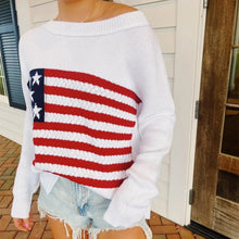 Load image into Gallery viewer, Preppy American Flag Sweater