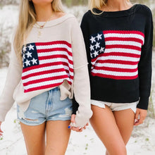 Load image into Gallery viewer, Preppy American Flag Sweater