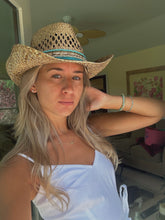 Load image into Gallery viewer, Coastal Cowgirl Straw Beaded Charm Hat