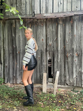 Load image into Gallery viewer, Cropped Knit Black and Gray Sweater