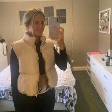 Load image into Gallery viewer, Beige Cropped Puffer Vest
