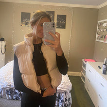 Load image into Gallery viewer, Beige Cropped Puffer Vest