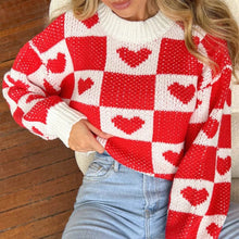 Load image into Gallery viewer, Chunky Checkered Hearts Valentines Day Sweater